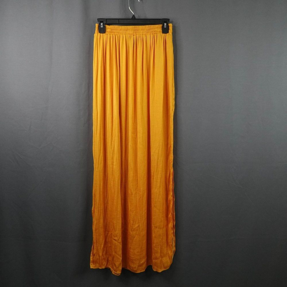 Forever 21 Women Skirt Medium Marigold Yellow Resort Pleat Event Y2K Evening